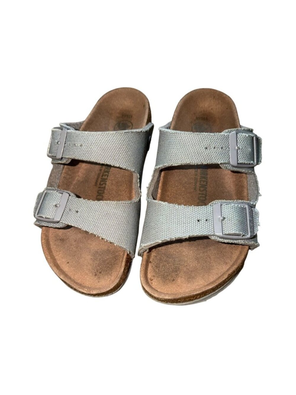 Birkenstock Arizona unisex Kids Sandals-Gray Textile Canvas Material-Size 31/13